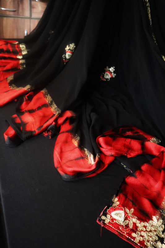 Raat Raani – Midnight Bloom Chiffon Saree