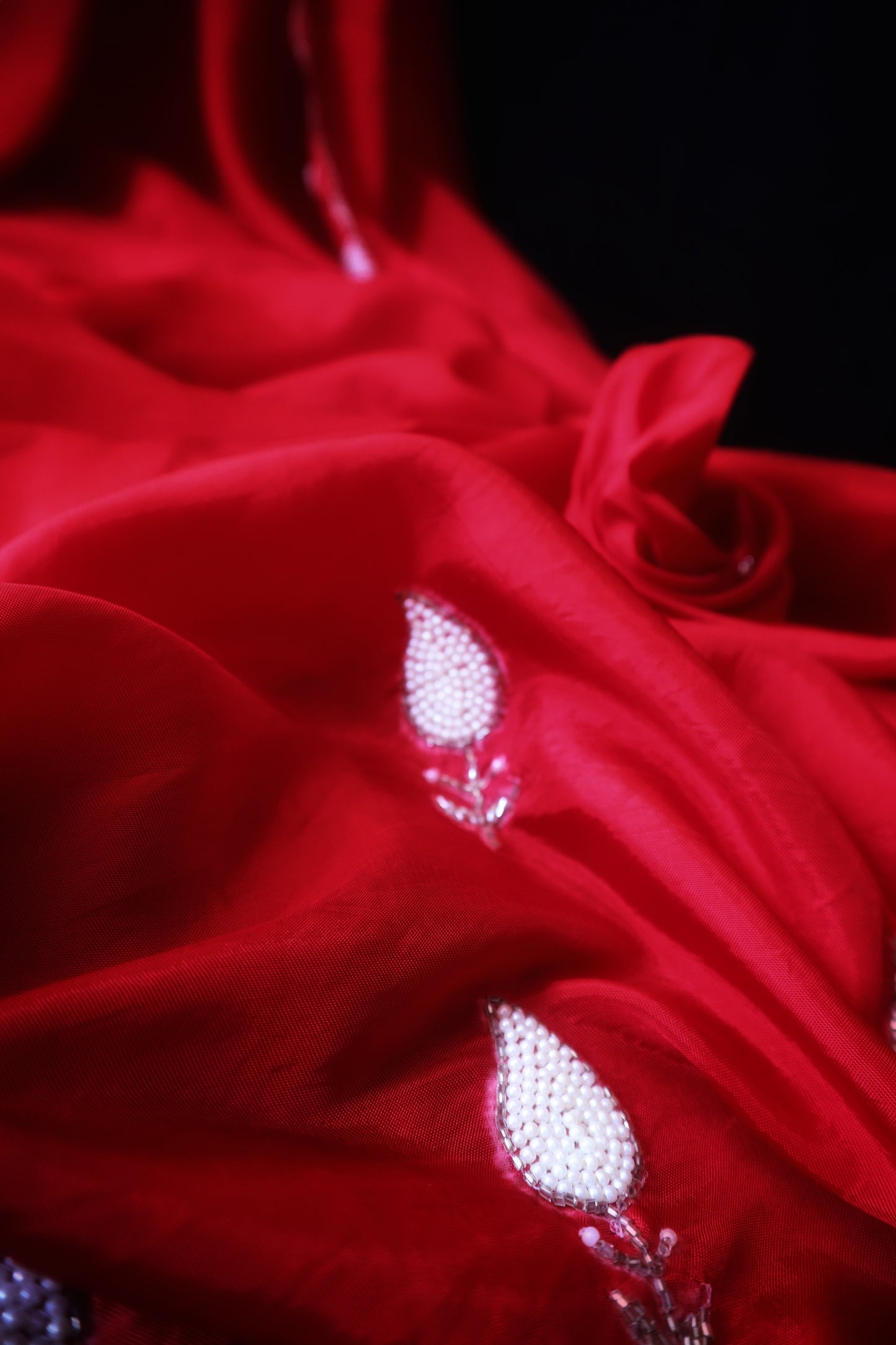 Laal Pari - Red Organza Saree with White Embroidery