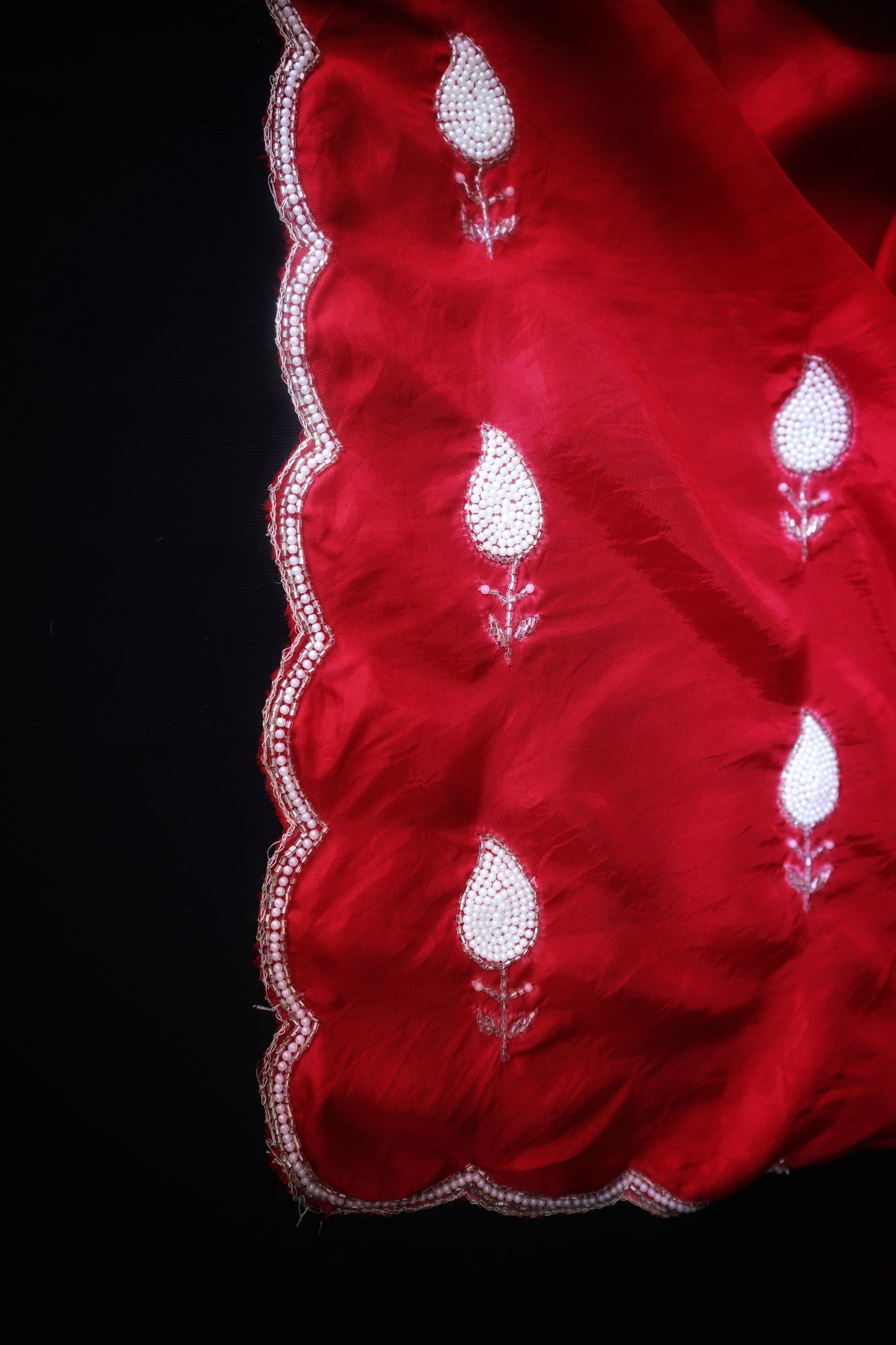 Laal Pari - Red Organza Saree with White Embroidery