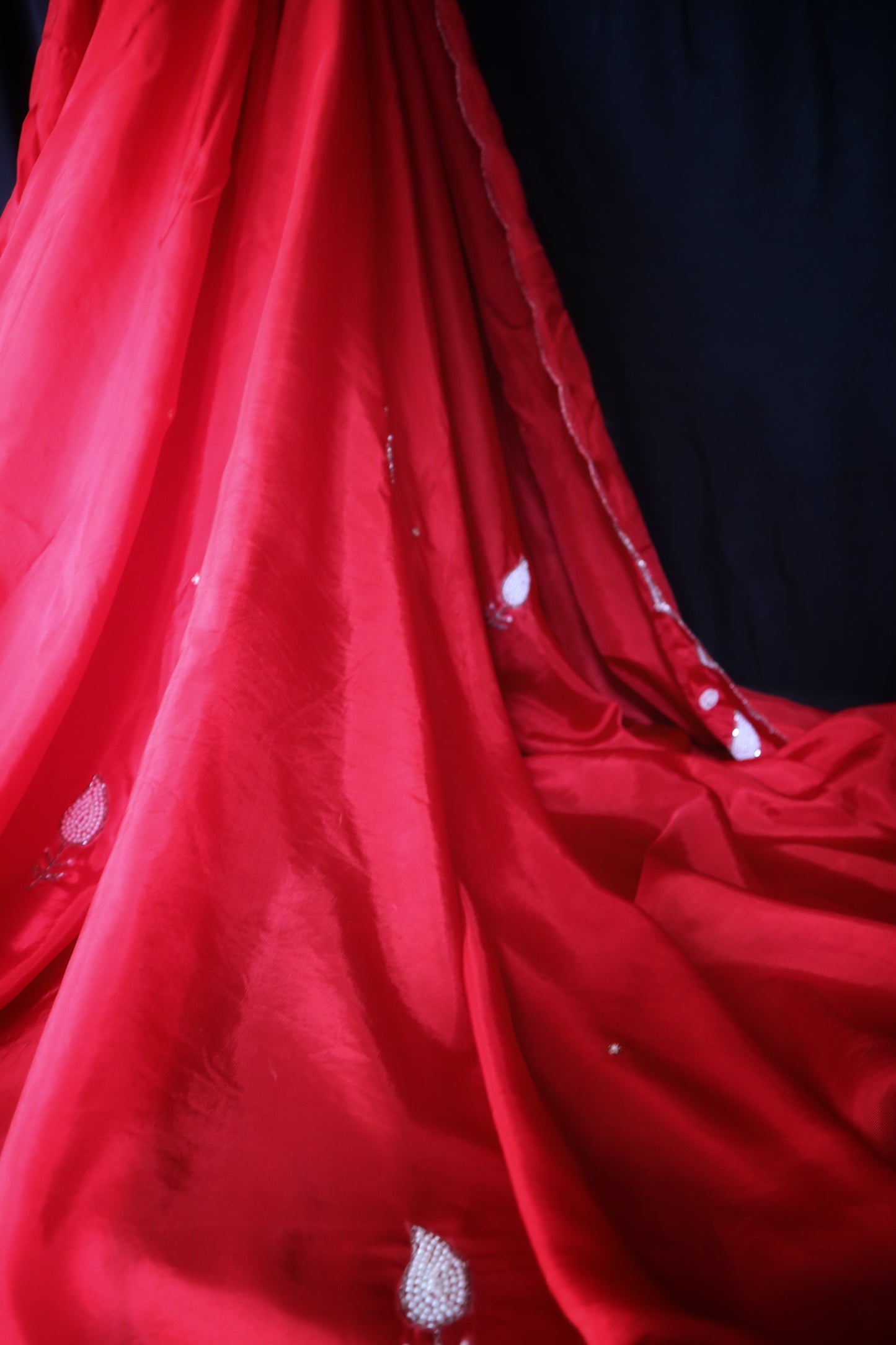 Laal Pari - Red Organza Saree with White Embroidery