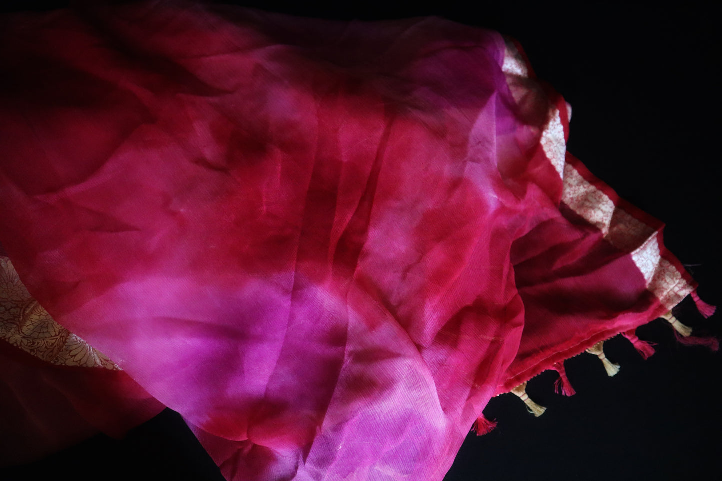 Gulnaar Glow – Ombre Pink Chiffon Saree