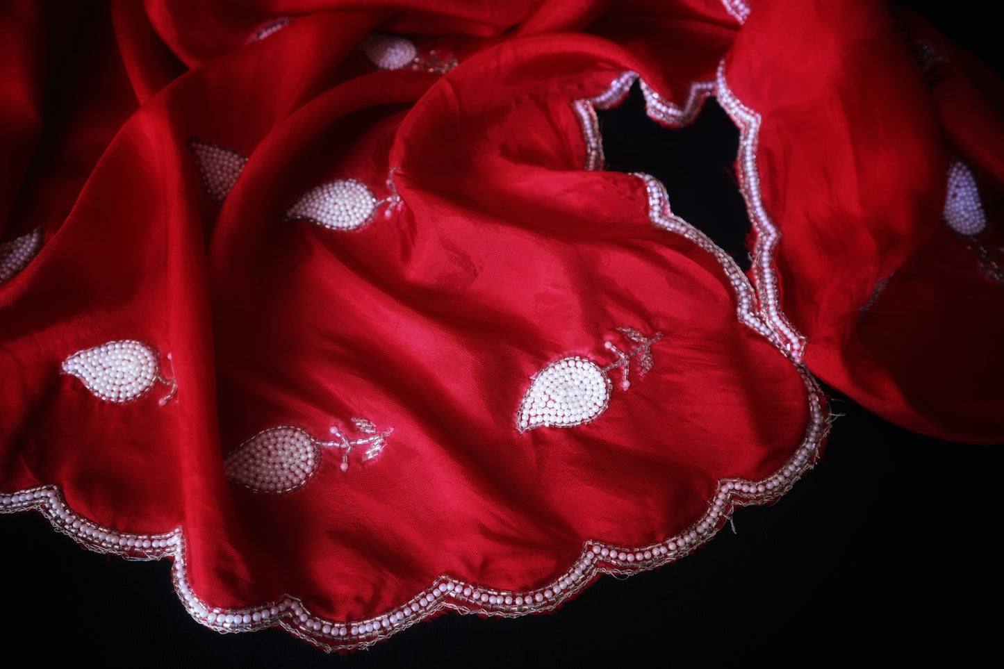Laal Pari - Red Organza Saree with White Embroidery