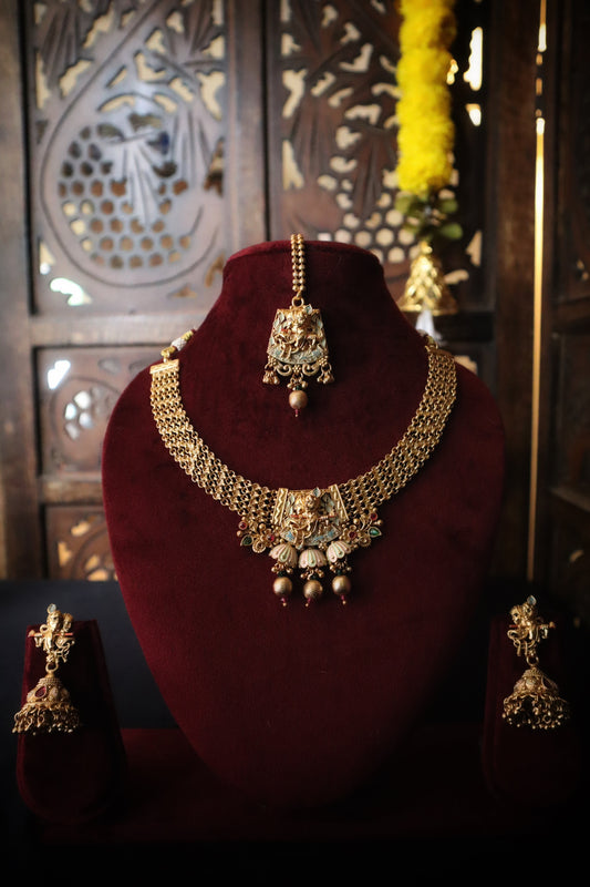 Handmade Radha Krishna Temple Jewelry Set