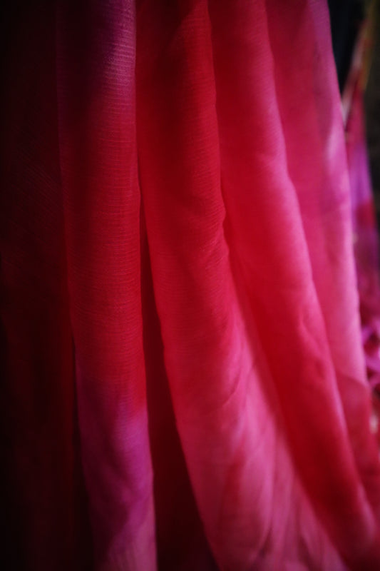 Gulnaar Glow – Ombre Pink Chiffon Saree