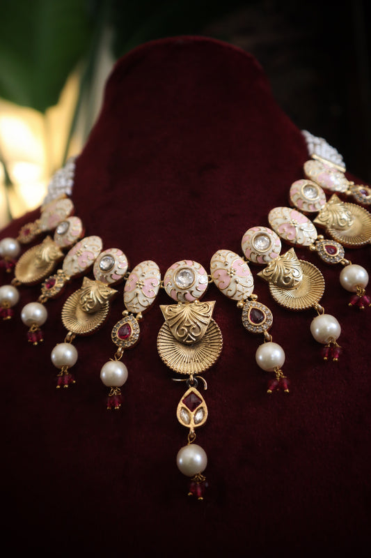 Apsara Glow – Handmade Pearl &amp; Gold Statement Set