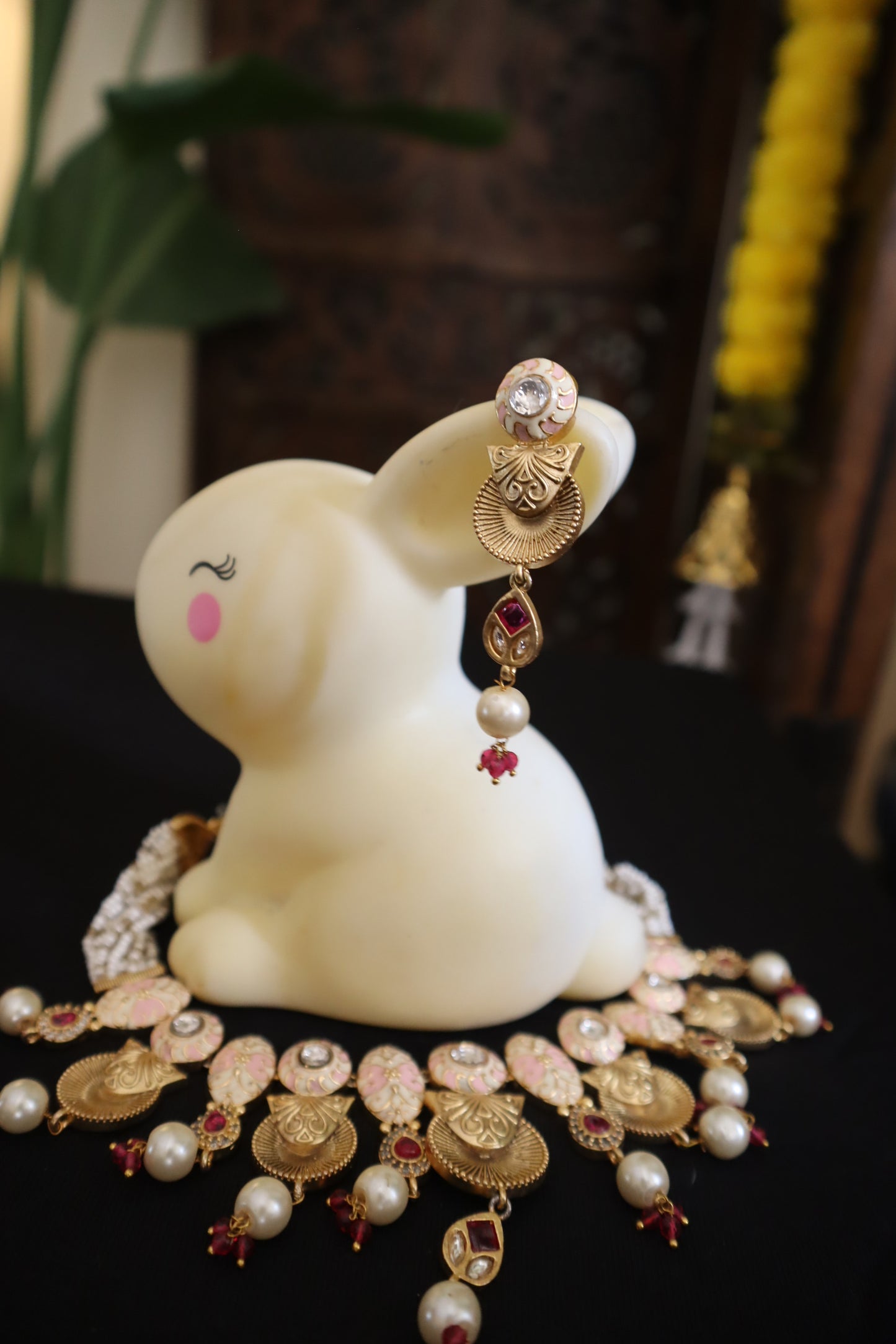 Apsara Glow – Handmade Pearl &amp; Gold Statement Set